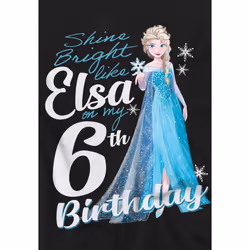 Frozen Childrens/Kids Bright Like Elsa 6th Birthday T-Shirt - 12-13 Years, Black