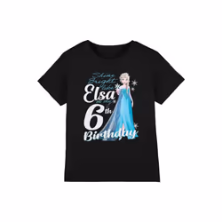 Frozen Childrens/Kids Bright Like Elsa 6th Birthday T-Shirt - 7-8 Years, Black