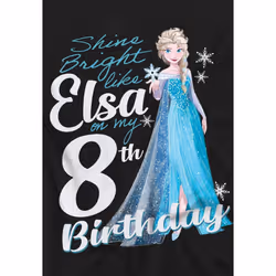 Frozen Childrens/Kids Bright Like Elsa 8th Birthday T-Shirt - 5-6 Years, Black
