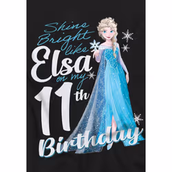 Frozen Childrens/Kids Bright Like Elsa 11th Birthday T-Shirt - 7-8 Years, Black