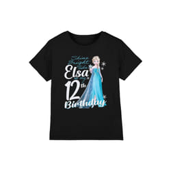 Frozen Childrens/Kids Bright Like Elsa 12th Birthday T-Shirt - 12-13 Years, Black