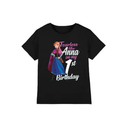 Frozen Childrens/Kids Fearless Like Anna 1st Birthday T-Shirt - 9-10 Years, Black