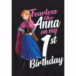 Frozen Childrens/Kids Fearless Like Anna 1st Birthday T-Shirt - 7-8 Years, Black