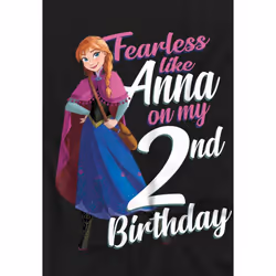 Frozen Childrens/Kids Fearless Like Anna 2nd Birthday T-Shirt - 5-6 Years, Black