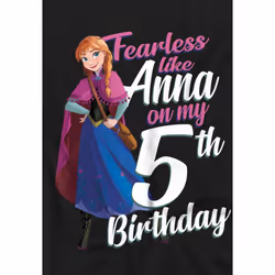 Frozen Childrens/Kids Fearless Like Anna 5th Birthday T-Shirt - 5-6 Years, Black
