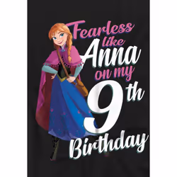 Frozen Childrens/Kids Fearless Like Anna 9th Birthday T-Shirt - 7-8 Years, Black