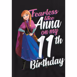 Frozen Childrens/Kids Fearless Like Anna 11th Birthday T-Shirt - 5-6 Years, Black