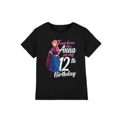 Frozen Childrens/Kids Fearless Like Anna 12th Birthday T-Shirt - 12-13 Years, Black
