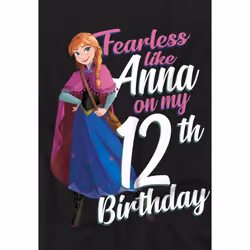 Frozen Childrens/Kids Fearless Like Anna 12th Birthday T-Shirt - 12-13 Years, Black