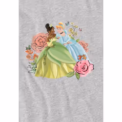 Disney Princess Childrens/Kids In The Garden Tiana And Cinderella T-Shirt - 12-13 Years, Sport Heather