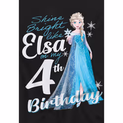 Frozen Childrens/Kids Bright Like Elsa 4th Birthday T-Shirt - 5-6 Years, Black