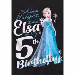 Frozen Childrens/Kids Bright Like Elsa 5th Birthday T-Shirt - 5-6 Years, Black