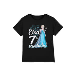 Frozen Childrens/Kids Bright Like Elsa 7th Birthday T-Shirt - 9-10 Years, Black