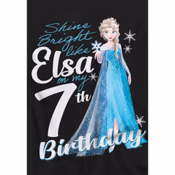 Frozen Childrens/Kids Bright Like Elsa 7th Birthday T-Shirt - 9-10 Years, Black