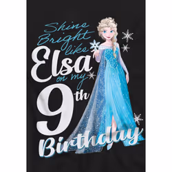 Frozen Childrens/Kids Bright Like Elsa 9th Birthday T-Shirt - 5-6 Years, Black