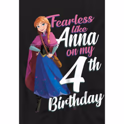Frozen Childrens/Kids Fearless Like Anna 4th Birthday T-Shirt - 9-10 Years, Black