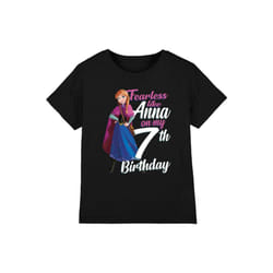 Frozen Childrens/Kids Fearless Like Anna 7th Birthday T-Shirt - 7-8 Years, Black