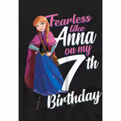 Frozen Childrens/Kids Fearless Like Anna 7th Birthday T-Shirt - 5-6 Years, Black