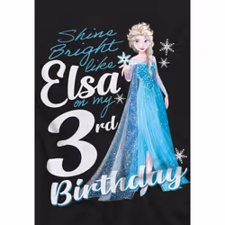 Frozen Childrens/Kids Bright Like Elsa 3rd Birthday T-Shirt - 3-4 Years, Black