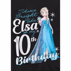 Frozen Childrens/Kids Bright Like Elsa 10th Birthday T-Shirt - 5-6 Years, Black