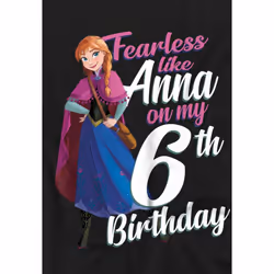 Frozen Childrens/Kids Fearless Like Anna 6th Birthday T-Shirt - 9-10 Years, Black