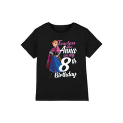 Frozen Childrens/Kids Fearless Like Anna 8th Birthday T-Shirt - 7-8 Years, Black