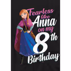 Frozen Childrens/Kids Fearless Like Anna 8th Birthday T-Shirt - 5-6 Years, Black