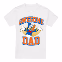 Disney Mens Awesome Dad Donald Duck T-Shirt - M, White
