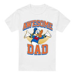 Disney Mens Awesome Dad Donald Duck T-Shirt - M, White