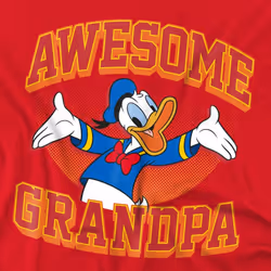 Disney Mens Awesome Grandpa Donald Duck T-Shirt - 3XL, Red