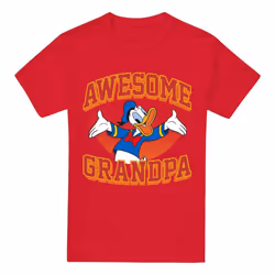 Disney Mens Awesome Grandpa Donald Duck T-Shirt - M, Red