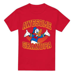 Disney Mens Awesome Grandpa Donald Duck T-Shirt - M, Red