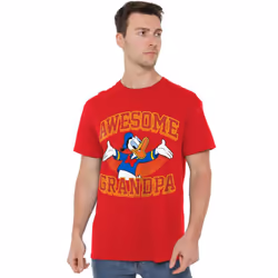 Disney Mens Awesome Grandpa Donald Duck T-Shirt - M, Red
