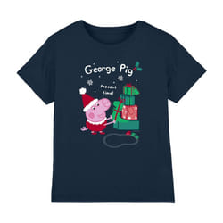 Peppa Pig Childrens/Kids George Pig Present Christmas T-Shirt - 5-6 Years, Navy