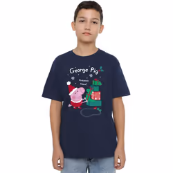 Peppa Pig Childrens/Kids George Pig Present Christmas T-Shirt - 5-6 Years, Navy