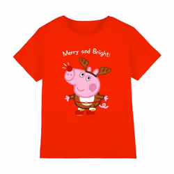 Peppa Pig Childrens/Kids George Pig Reindeer T-Shirt - 12-13 Years, Red