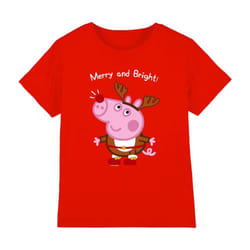 Peppa Pig Childrens/Kids George Pig Reindeer T-Shirt - 5-6 Years, Red