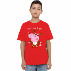 Peppa Pig Childrens/Kids George Pig Reindeer T-Shirt - 5-6 Years, Red