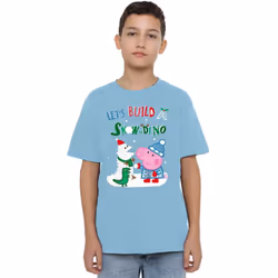 Peppa Pig Childrens/Kids Snow Dinosaurs George Pig T-Shirt - 12-13 Years, Light Blue