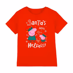 Peppa Pig Childrens/Kids Peppa And George Elves Christmas T-Shirt - 3-4 Years, Red
