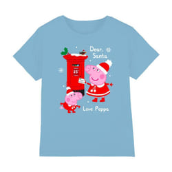 Peppa Pig Childrens/Kids Letter To Santa Peppa And George T-Shirt - 7-8 Years, Sky Blue