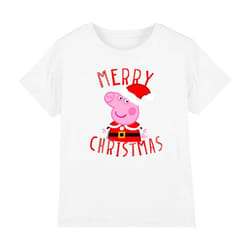 Peppa Pig Childrens/Kids Merry Christmas T-Shirt - 7-8 Years, White