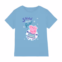 Peppa Pig Childrens/Kids Snow Much Fun T-Shirt - 7-8 Years, Sky Blue