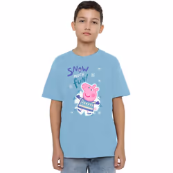 Peppa Pig Childrens/Kids Snow Much Fun T-Shirt - 7-8 Years, Sky Blue