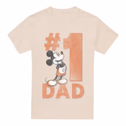 Disney Mens Number 1 Dad Mickey Mouse T-Shirt - XL, Natural