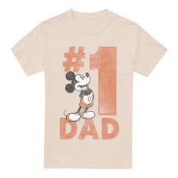 Disney Mens Number 1 Dad Mickey Mouse T-Shirt - XL, Natural