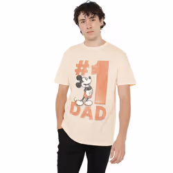 Disney Mens Number 1 Dad Mickey Mouse T-Shirt - XL, Natural