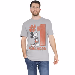Disney Mens Number 1 Grandpa Mickey Mouse T-Shirt - XXL, Sport Heather