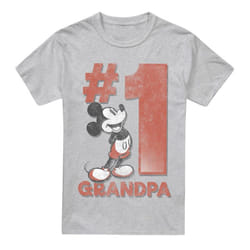 Disney Mens Number 1 Grandpa Mickey Mouse T-Shirt - XL, Sport Heather