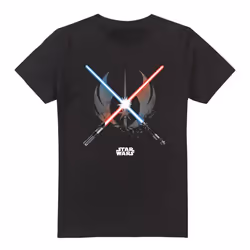 Star Wars Mens Crossed Blades T-Shirt - S, Black